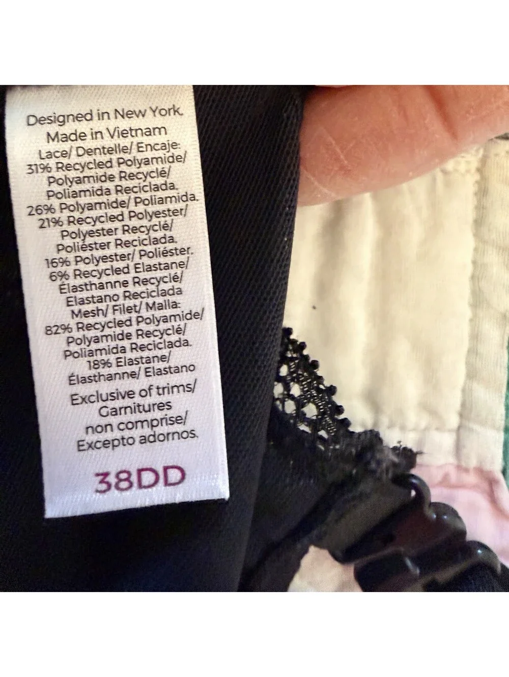 Adore Me Black Lace Push Up Plunge Bra Bow Details 38DD GUC